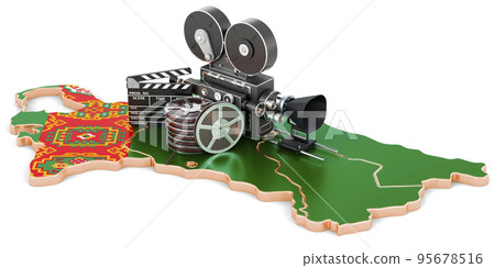 Turkmen cinematography, film industry concept. 3D rendering 95678516