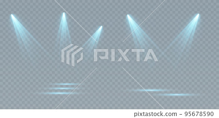 Set of vector spotlights. various forms of light, blue color. stage projector. Stage background, American spotlight beam. Light effects. Previous illustration. Set of vector spotlights. various forms of light, blue color. stage projector. Stage background, American spotlight beam. Light effects. Previous illustration. 95678590