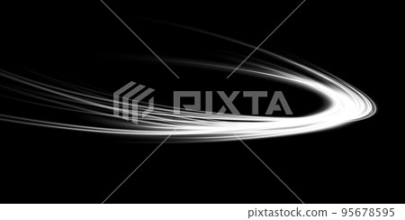 Abstract light lines of movement and speed in white. Light everyday glowing effect. semicircular wave, light trail curve swirl, car headlights, incandescent optical fiber png. 95678595