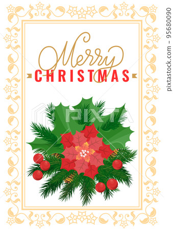 Christmas Decoration, Poinsettia Flower, Mistletoe Christmas Decoration, Poinsettia Flower, Mistletoe 95680090