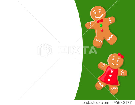 Gingerbread Cookies, Gingermen in Bowtie and Dress 95680177