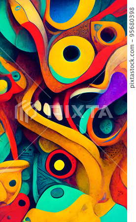 abstract colorful fluorescent neon background, neural network generated art 95680398