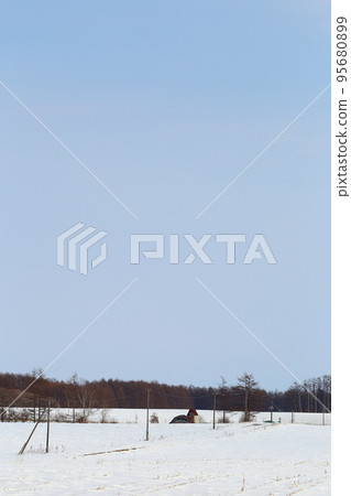 Hokkaido, Tokachi region, scenery with a ranch (winter) Hokkaido, Tokachi region, scenery with a ranch (winter) 95680899