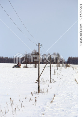 Hokkaido, Tokachi region, scenery with a ranch (winter) Hokkaido, Tokachi region, scenery with a ranch (winter) 95680904