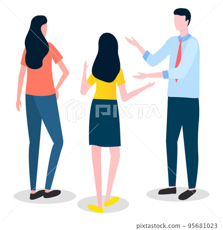 Office meeting concept. People discussing about plan to increase sales and new business ideas Office meeting concept. People discussing about plan to increase sales and new business ideas 95681023