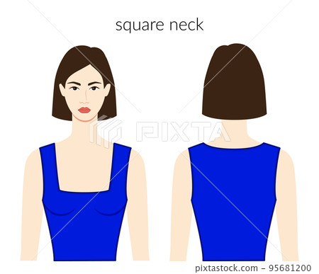 Square neckline clothes character beautiful lady in blue top, shirt, dress technical fashion illustration fitted body Square neckline clothes character beautiful lady in blue top, shirt, dress technical fashion illustration fitted body 95681200