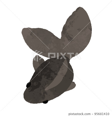 Top view of black goldfish in watercolor style 95681410
