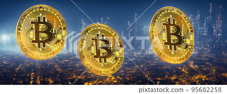 Bitcoin gold coin abstract background. Virtual cryptocurrency concept. bussiness 95682258