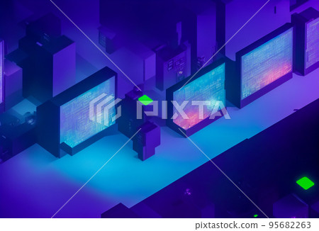 Abstract bussiness background, sci fi, innovation concept, neon lights 95682263
