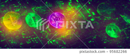 Bitcoin gold coin abstract background. Virtual cryptocurrency concept. bussiness 95682266