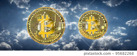 Bitcoin gold coin abstract background. Virtual cryptocurrency concept. bussiness 95682268