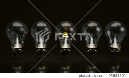 The  light bulb on black background for idea concept 3d rendering 95683501