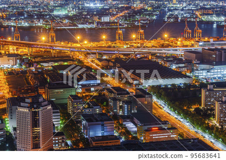 Night view from the observatory of the Osaka Prefectural Government Sakishima Building Osaka city area 95683641
