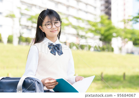 Junior high school girls uniform glasses 95684067