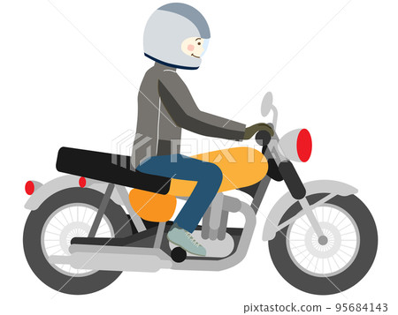 A man riding a motorcycle (American bike) 95684143