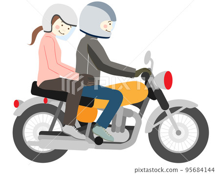 一男一女騎摩托車（美式自行車） 95684144