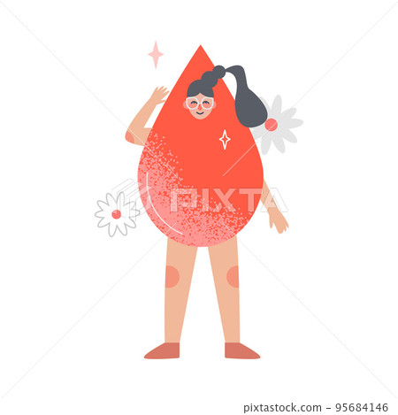 Period or Menstruation with Female Red Drop and Flower Vector Illustration 95684146