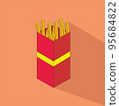 Icon of French Fries Takeaway with Shadow Vector 95684822