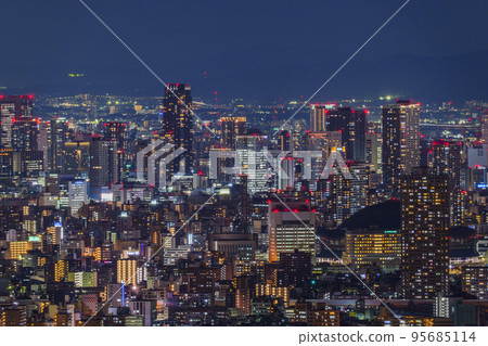 Night view from the observatory of the Osaka Prefectural Government Sakishima Building Osaka city area 95685114
