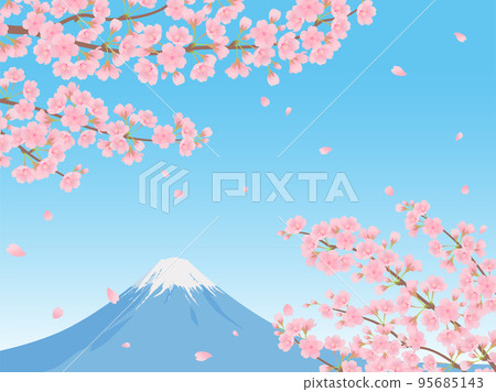 富士和櫻花盛開_背景框架 95685143