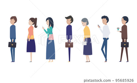 Illustration material of Japanese people lining up without knowing what kind of queue Illustration material of Japanese people lining up without knowing what kind of queue 95685926