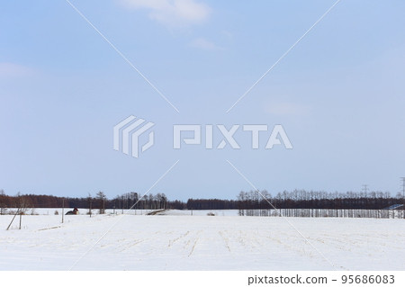 北海道、十勝地區、牧場風景（冬季） 95686083