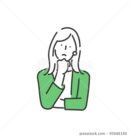 Illustration material of a female business person woman in a thinking pose 95686180