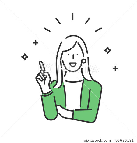 Illustration material of a female business person who came up with an idea with a bright expression 95686181