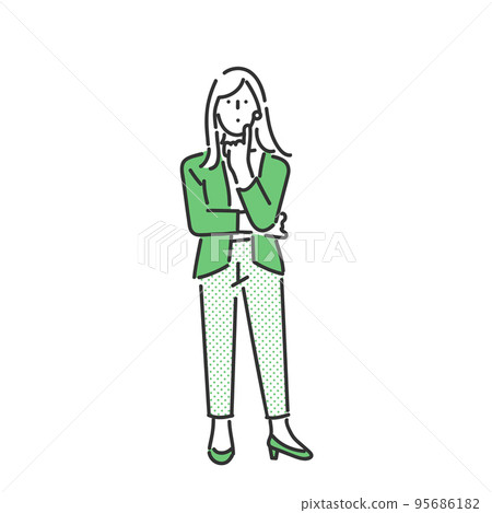 Illustration material of a female business person woman in a thinking pose Illustration material of a female business person woman in a thinking pose 95686182