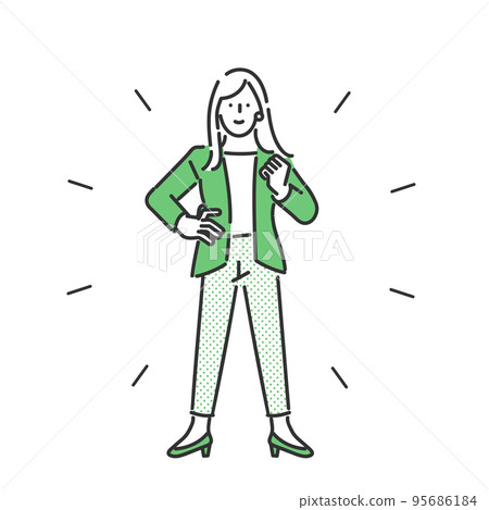 Image illustration of a confident and confident female business person with her hands on her hips 95686184