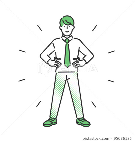 Image illustration of a confident male business person with his hands on his hips Image illustration of a confident male business person with his hands on his hips 95686185