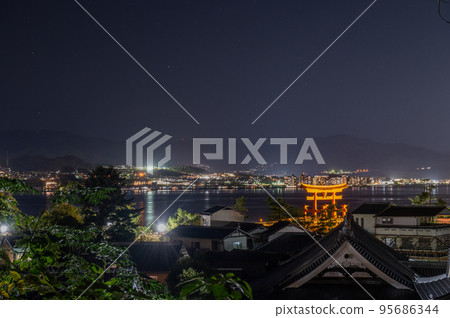 World heritage Miyajima at night World heritage Miyajima at night 95686344