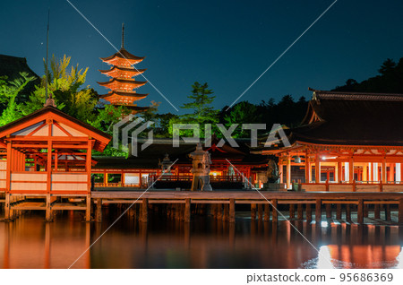 World heritage Miyajima at night World heritage Miyajima at night 95686369
