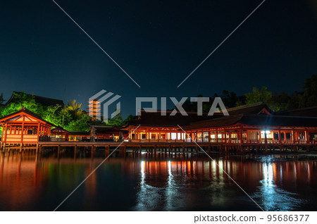 World heritage Miyajima at night World heritage Miyajima at night 95686377