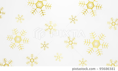 白色背景上的金色雪花。背景材料。 95686381