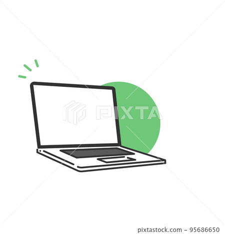 打開屏幕的筆記本電腦的圖像插圖素材 95686650