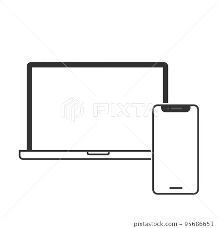 Simple laptop and smartphone illustration material 95686651