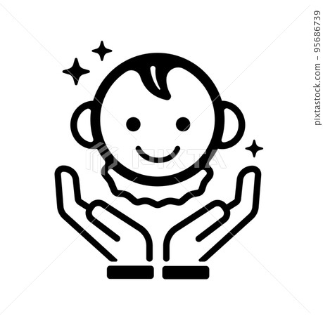 Baby care, child care, parenting support vector icon illustration (smile) 95686739