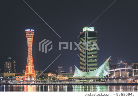 9 April 2012 a Night view of Kobe Port, Japan 95686943