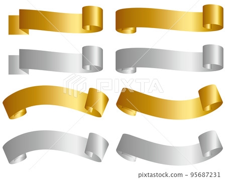 Metallic spinning ribbon 8 types set gold & silver 95687231