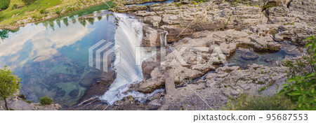 Picturesque Niagara Falls on the river Cievna. Montenegro, near Podgorica Picturesque Niagara Falls on the river Cievna. Montenegro, near Podgorica 95687553
