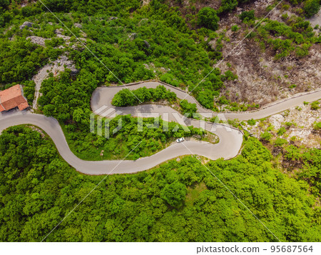 Aerial view on the serpentine in Montenegro 95687564
