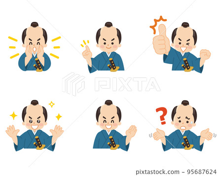 Samurai with topknot samurai samurai facial expression pattern set Samurai with topknot samurai samurai facial expression pattern set 95687624