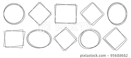 Modern linear frames in a minimalistic style. Various shapes of frames, vector illustration isolated on white Modern linear frames in a minimalistic style. Various shapes of frames, vector illustration isolated on white 95688682