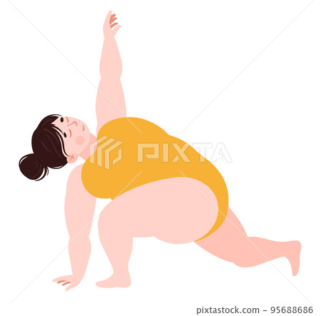 plump girl is engaged in yoga, asanas, posture. Vector illustration plump girl is engaged in yoga, asanas, posture. Vector illustration 95688686