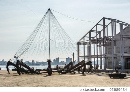 Landscape view of the Kaohsiung Port Warehouse No.2 in Taiwan. It's located in the Port of Kaohsiung. 95689484