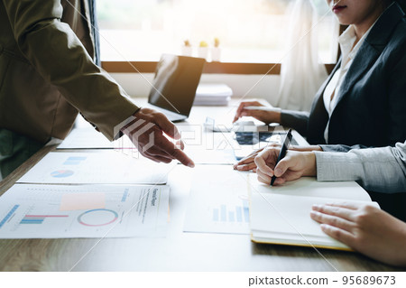 Asian entrepreneurs and business people meeting in a conference room in business planning, financial budget and investment risk assessment to analyze customer groups to increase company growth. 95689673