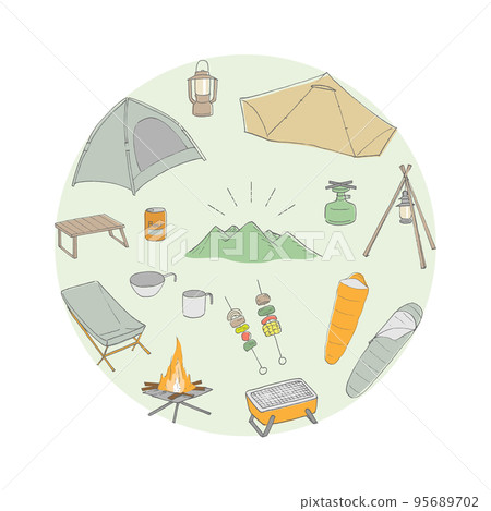 Circle design of camping equipment Circle design of camping equipment 95689702