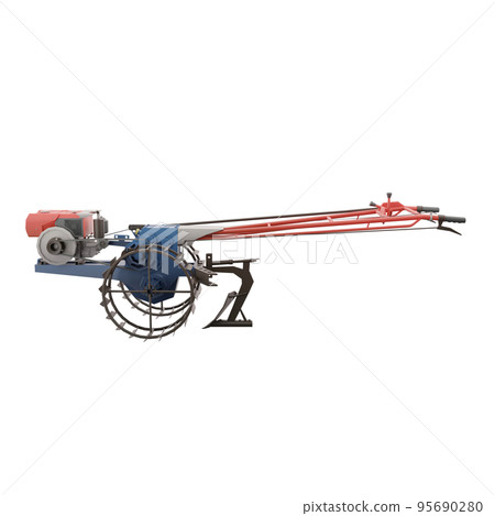 3D render thailand tractor hand control with steel wheels and one pull accessaries side view.png illustration. 95690280