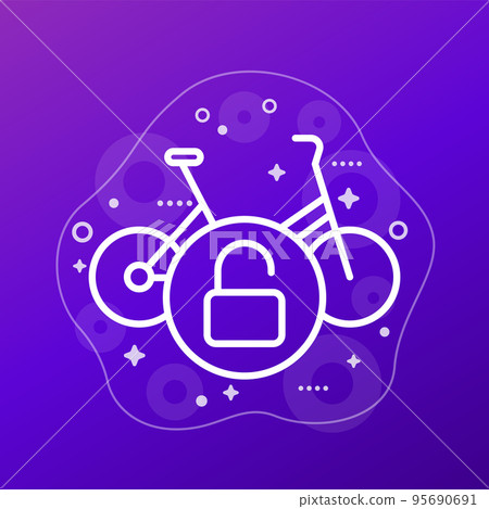 Unlock bike, bicycle icon, linear vector Unlock bike, bicycle icon, linear vector 95690691